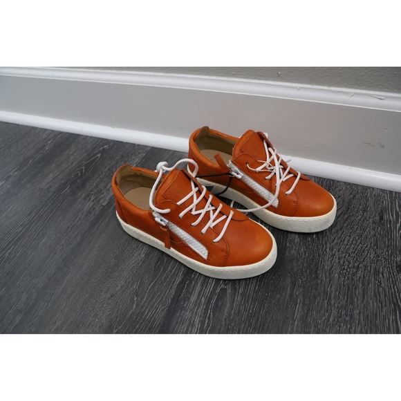 Giuseppe Zanotti Shoes - Giuseppe Zanotti Orange Leather Zip High Top Sneakers‎ EU 35.5